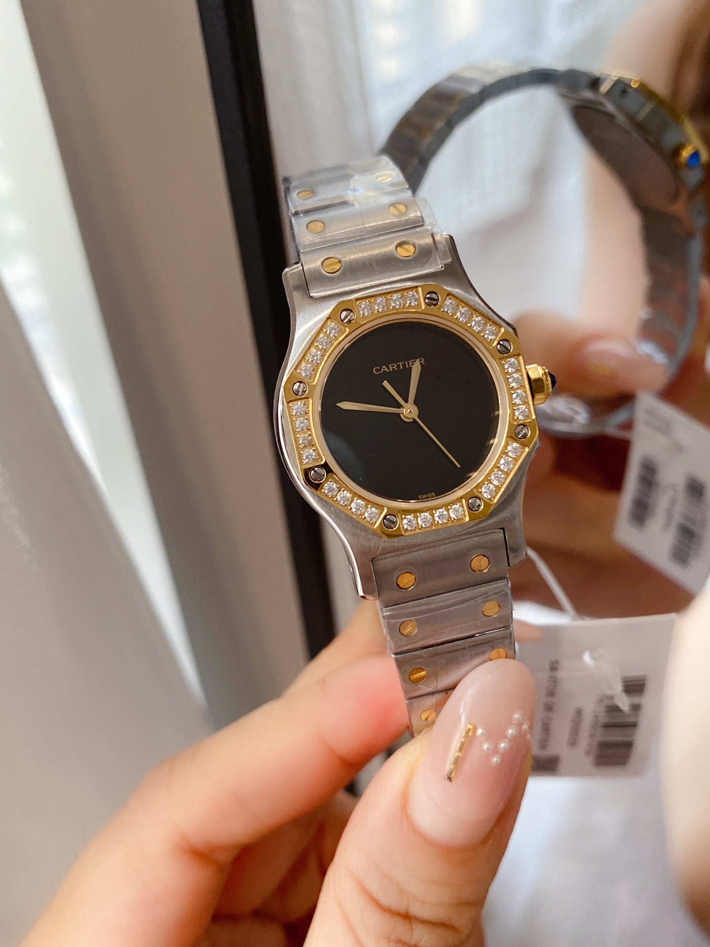 SANTOS RONDE LADY 28MM TWO-TONE QUARTZ DIAMOND BEZEL